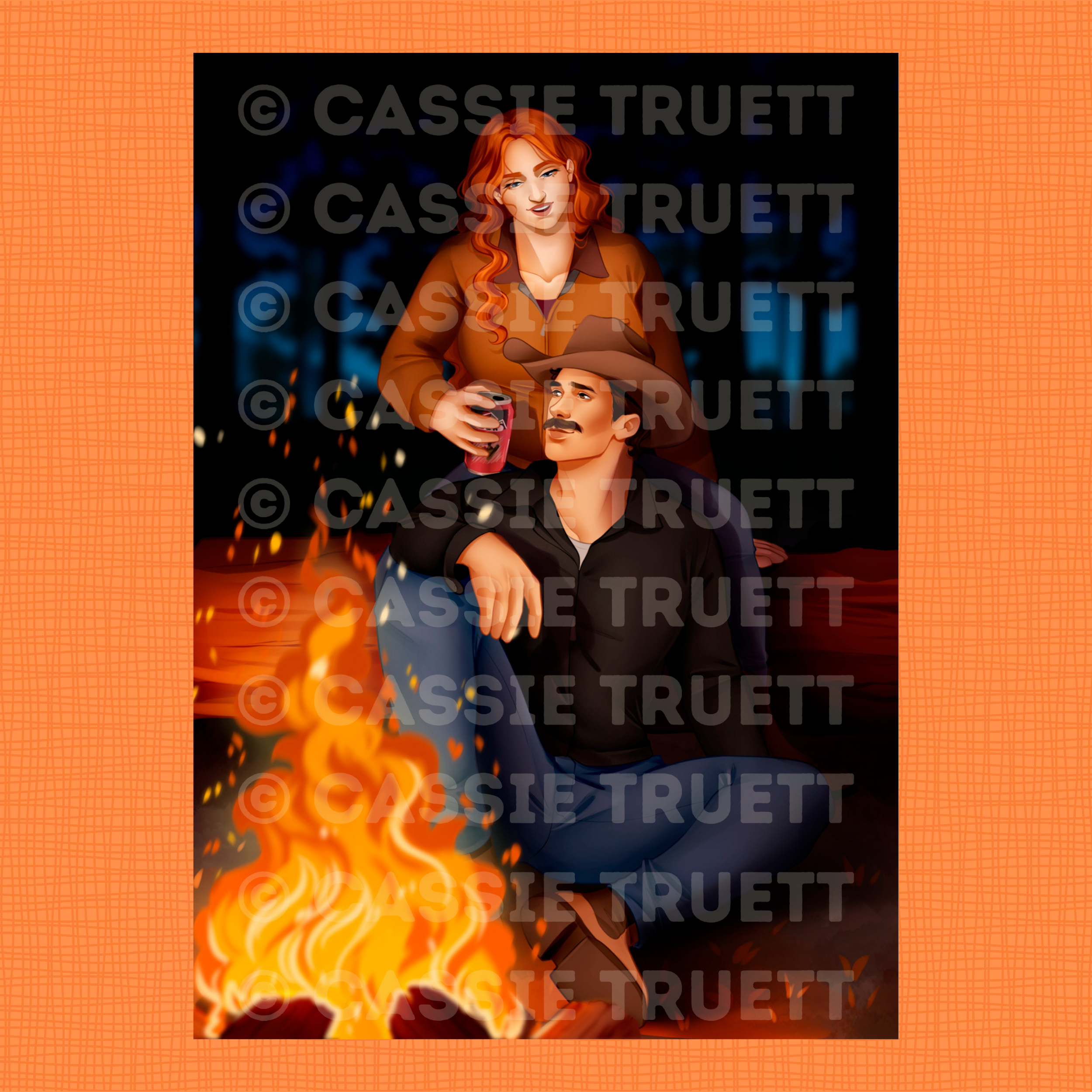 Austin & Maddox at the Bonfire Art Print